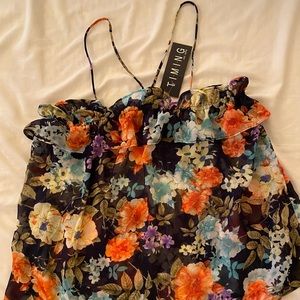 Floral V strap blouse